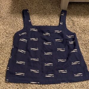 a new day Dark Blue Top with White Pattern